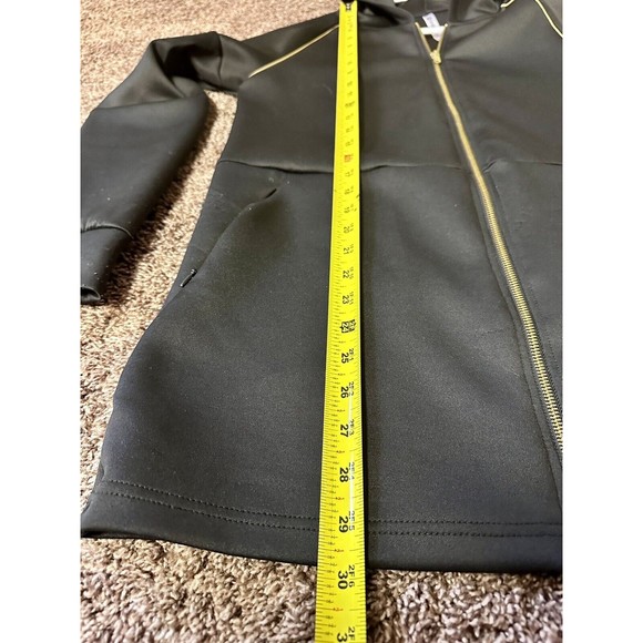 Fabletics Livia Black Gold Reflective Piping Long Jacket with Zip Pockets Size M - Picture 5 of 5